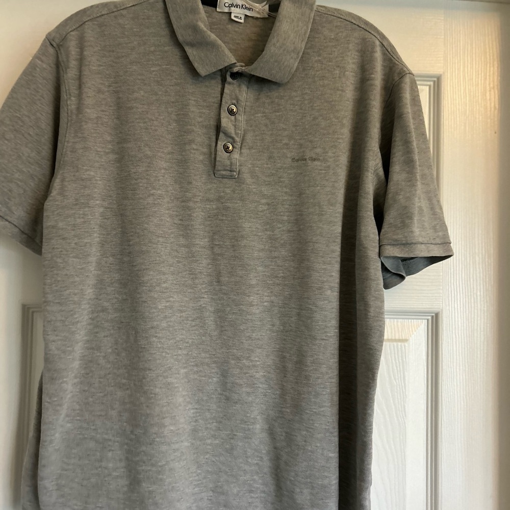 Calvin Klein Men's Heather Gray Polo Shirt